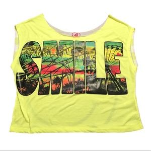 OP Ocean Pacific Cropped Striped Bright Top Small